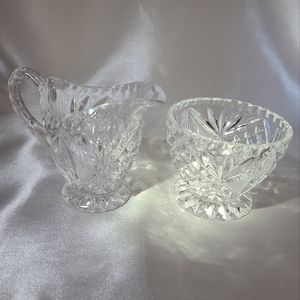 Vintage Cut Crystal Cream & Sugar Set